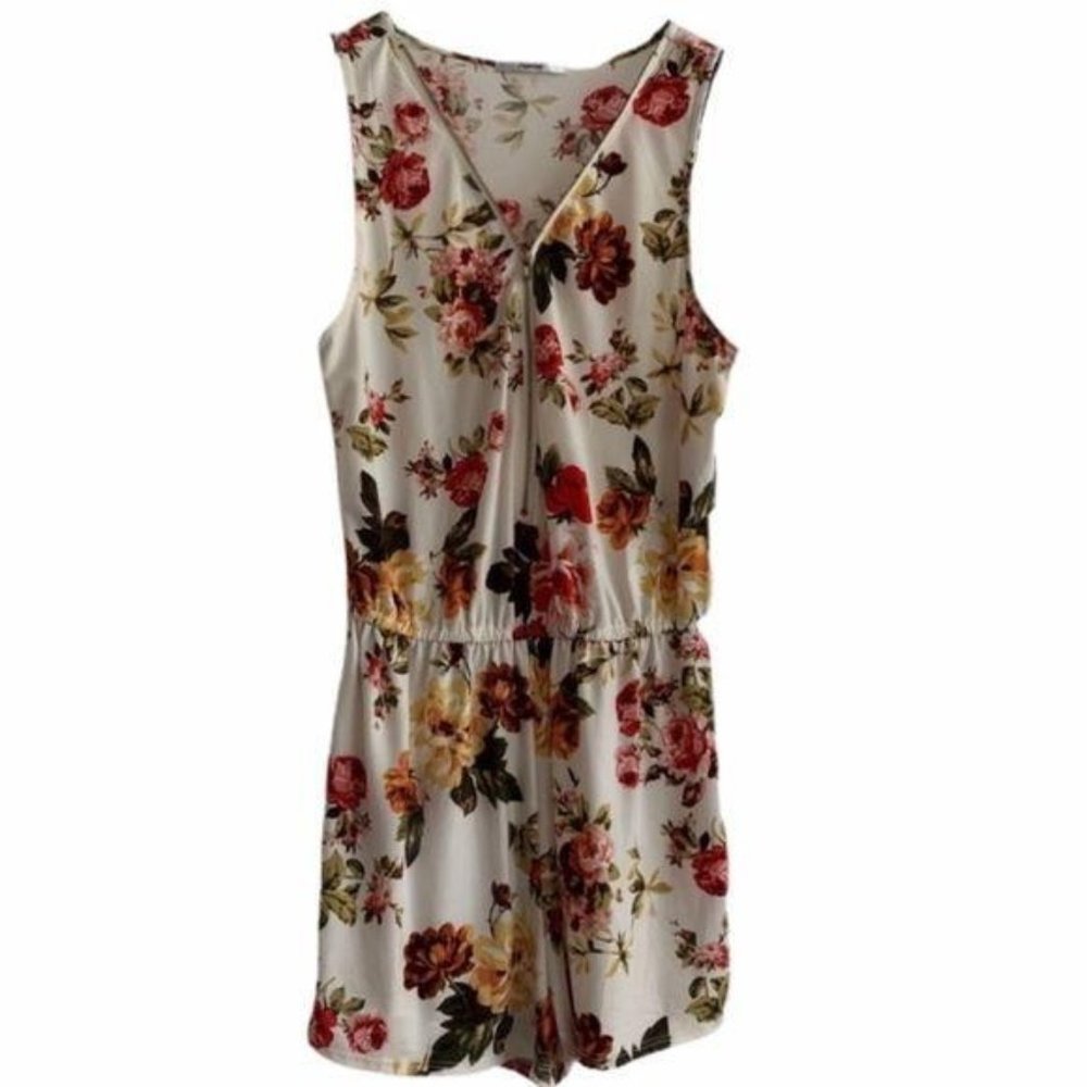 Papaya floral sleeveless zip-up romper size small